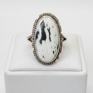 Navajo White Buffalo Sterling Ring Signed Approx. Size 8
